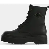 Replay Footwear Schnürstiefelette "LUISA FLAME", Damen, Gr. 41, Textil, schwarz, Lederimitat, unifarben mit Farbeinsatz, Schuhe Schnürstiefelette, Schnürboots, Plateauboots mit Logoband an der Ferse