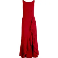 Vera Mont Abendkleid "Abendkleid mit Volant", Damen, Gr. 46, EURO, rot (shiny ruby), Obermaterial: 95% Polyester PES. 5% Elasthan EL., Kleider Abendkleid