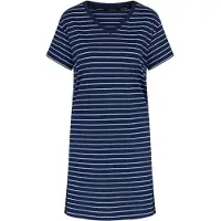 Triumph Nachthemd "Nightdresses NDK 08 X", Damen, Gr. 38, N-Gr, Kurzarm, Jersey, blau (blau, schwarz combination), Jersey, Obermaterial: 100% Baumwolle, Kleider Nachthemd, weich und atmungsaktiv