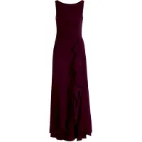Vera Mont Abendkleid "Abendkleid mit Volant", Damen, Gr. 48, EURO, lila (strong aubergine), Obermaterial: 95% Polyester PES. 5% Elasthan EL., Kleider Abendkleid, Topseller