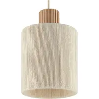 Brilliant Pendelleuchte Arlo, beige, Textil/Holz, Ø 40 cm, 3-flammig