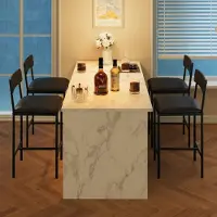 GarveeMore 4er Set Barhocker mit Rückenlehne und Fußstütze, gepolstert, 64,8 cm Sitzhöhe, Schwarz