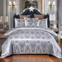 Sonstiges Bettwäsche-Set 155x220 cm Silber 3-teilig mit Stickerei und Reißverschluss