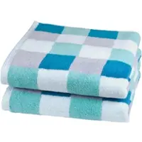 Ross Handtücher "Würfelfond", blau (petrol, lagune, chrom, weiß), B:50cm L:100cm, Frottier, Baumwolle, Handtücher, Handtücher, 100% Baumwolle