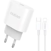 Dudao Charger PD 20W Fast Type C Ligh. 1M white, Drinnen, AC, 12 V, Weiß
