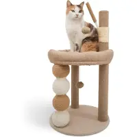 Merkloos Katzenkratzbaum – Mit Spielzeugball und Liegefläche – Sisal – Beige – Kompakt