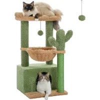 Merkloos Kratzbaum Katzenbaum Kletterbaum - Kaktusdesign - 102 cm - Mit Hängematte - Mit Sisal-Kratzstämmen - Für Katzen bis 8 kg