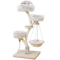 Merkloos Kratzbaum Katzenbaum Kletterbaum - 130 cm - Sisal - Mit Hängematte und Plüsch - Für große Katzen