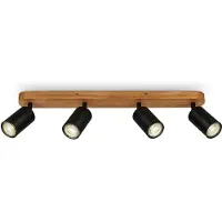 Briloner Deckenlampe Vintage schwenkbar, Holzbasis, GU10 Fassung, Deckenstrahler, Wohnzimmerlampe, Schlafzimmer, Küchenlampe, Deckenleuchte, 55x6x8,5cm,Schwarz