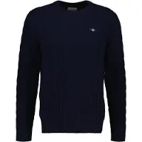 Gant für Herren. 8050324 Marineblauer Pullover mit Zopfmuster (M), Lässig, Wolle, Klassisch
