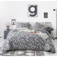 Merkloos Omgoods – Bettwäsche-Set mit Leopardenmuster in Grau, aus 100% Baumwolle, für ein stilvolles Schlafzimmer