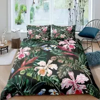 Merkloos Bettbezug in Kingsize mit tropischen Blumenmuster