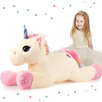 Merkloos Omgoods – Großer Einhorn-Plüschtier, 76 cm – Weiches Dekokissen für Kinder