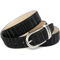 Anthoni Crown Ledergürtel , Damen, Gr. 95, schwarz, Rindsleder, gestreift, unifarben, Gürtel Ledergürtel, mit filigraner silberfarbener Dornschließe