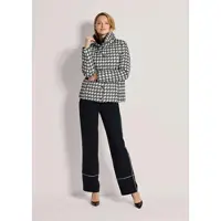 MADELEINE Kurzjacke "Jacke Steppjacke zum Wenden", Damen, Gr. 46, schwarz-weiß (marine, wollweiß), Modern, regular fit, hoch geschlossener Ausschnitt, Jacken Kurzjacke