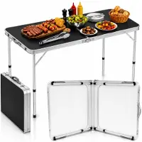 Omna | Klapptisch 120x60 cm - Schwarz - Tragbar - Höhenverstellbar - Ideal für Camping und Garten