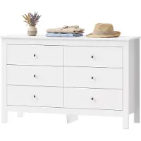 HOMCOM Kommode mit 6 Schubladen, Sideboard, 118 x 39,5 x 75,5 cm, Weiß