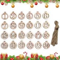 OEM Holz-Adventskalenderzahlen 1–24, 24 Stück, zum Basteln und Verzieren
