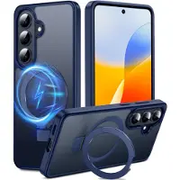 Merkloos Samsung Galaxy S26 Hülle mit unsichtbarem Ständer - Stoßfest, Blau