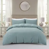 Sonstiges Bettwäsche-Set Waffel-Mikrofaser King Size Blau 230x220 cm 2 Kissenbezüge 50x75 cm