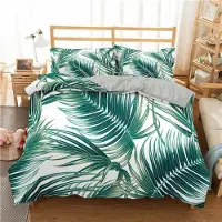 Sonstiges Bettwäsche Set 155x220cm + 80x80cm Grün Tropische Blätter Mikrofaser