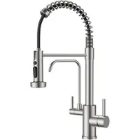 OEM 3-Wege-Küchenarmatur mit Trinkwasserhahn, 2-in-1, ausziehbar, 3 Modi, 360°
