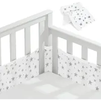 Merkloos Set aus 2 atmungsaktiven Babybett-Polstern mit festen Bändern