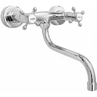 Sonstiges Küchenarmatur Wandmontage Zweigriff Chrom 25.5cm Ausladung 13.5-16.5cm Lochabstand 1/2 Zoll Anschluss 360° schwenkbar Kupfer verchromt