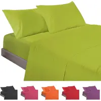 Merkloos Solidchoice – 4-teiliges Bettwäsche-Set für Betten der Größe 160 cm – Baumwoll-Spannbettlaken und Bettbezug in Pistachiengrün