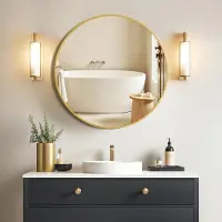 Merkloos Runder goldener Spiegel, 40 cm Durchmesser, zur Wandmontage