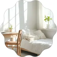 Merkloos Runder, selbstklebender Spiegel mit gewelltem Rand, 30 cm Durchmesser