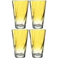 Leonardo Gläser-Set "Trinkglas, TWIST, 300 ml, 4er-Set", gelb, H:13cm Ø:8cm, Glas, Trinkgefäße, Gläser-Set, Longdrinkbecher, spülmaschinengeeignet