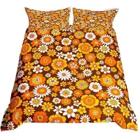 Merkloos Omgoods – Retro-Hippie-Bettwäsche-Set mit Blumenmuster für Erwachsene