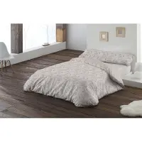 OEM Bettwäsche-Set 150 cm breit, 100 % Baumwolle, beige-braun, 2-teilig
