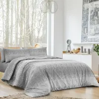 OEM Bettwäsche-Set 90x200 cm, 100% Baumwolle, grau, Drops-Muster, Italien