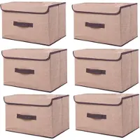 Merkloos Set aus 6 zusammenklappbaren Aufbewahrungsboxen mit Deckel, 36 x 23 x 24 cm