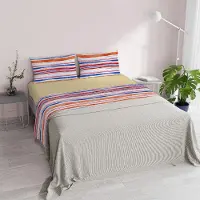 Merkloos Bettwäsche-Set aus 100% Mikrofaser mit Streifenmuster