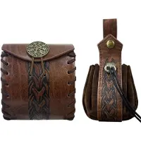 Merkloos Mittelalterliche Gürteltasche aus Kunstleder – Vintage-Geldbörse, braun