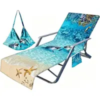 Merkloos Mikrofaser-Strandlaken für Liegestühle mit Seitentaschen