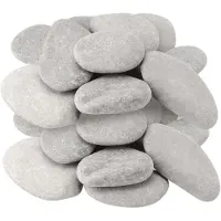 Merkloos Schildersteine aus Kieselsteinen, 20 Stück - Flache Steine - Bastelmaterial - Dekoration für den Hausgebrauch - Grau - Durchmesser 30-50 mm - Steine zum Bemalen