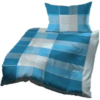 OEM Bettwäsche 2-tlg. 140x200 + 70x90 cm, Baumwolle Waffelpiqué, blau-grau