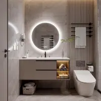 OEM Runder LED-Badspiegel 90x90 cm, Touchschalter, dimmbar, Anti-Beschlag