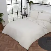 OEM Boho Dekbedovertrek Set, 200x200 cm, Weiß/Schwarz