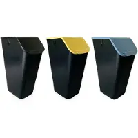 OEM Abfalleimer-Set 3x60 l mit Deckel, stapelbar, Klickfunktion