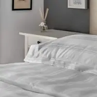 OEM Dekbedovertrek 220x220 cm, 300 Fäden, Baumwolle, weiß, gestreift
