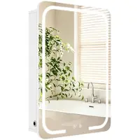 OEM LED-Badspiegel mit Aufbewahrung, Anti-Beschlag, 46x14x66 cm, Weiß