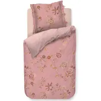 OEM Bettwäsche-Set Blumenmuster 200x200 cm, 100% Baumwolle, Perkal, rosa