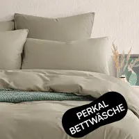 OEM Bettwäsche-Set 135x200 + 80x80 cm, taupe, 2-teilig, Baumwollperkal