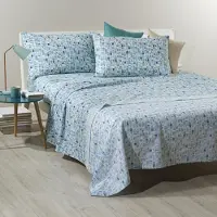 OEM Bettwäsche-Set Doppelbett, 100% Baumwolle, 4-teilig, geometrisch blau