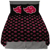 OEM Bettlaken-Set Queen Naruto Akatsuki Wolken-Cluster Mikrofaser 4-teilig